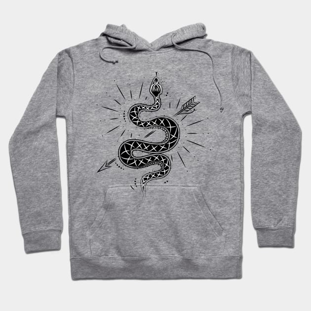 Gothic Arrow Snake Magic Wicca Satan Occult Hoodie by Foxxy Merch